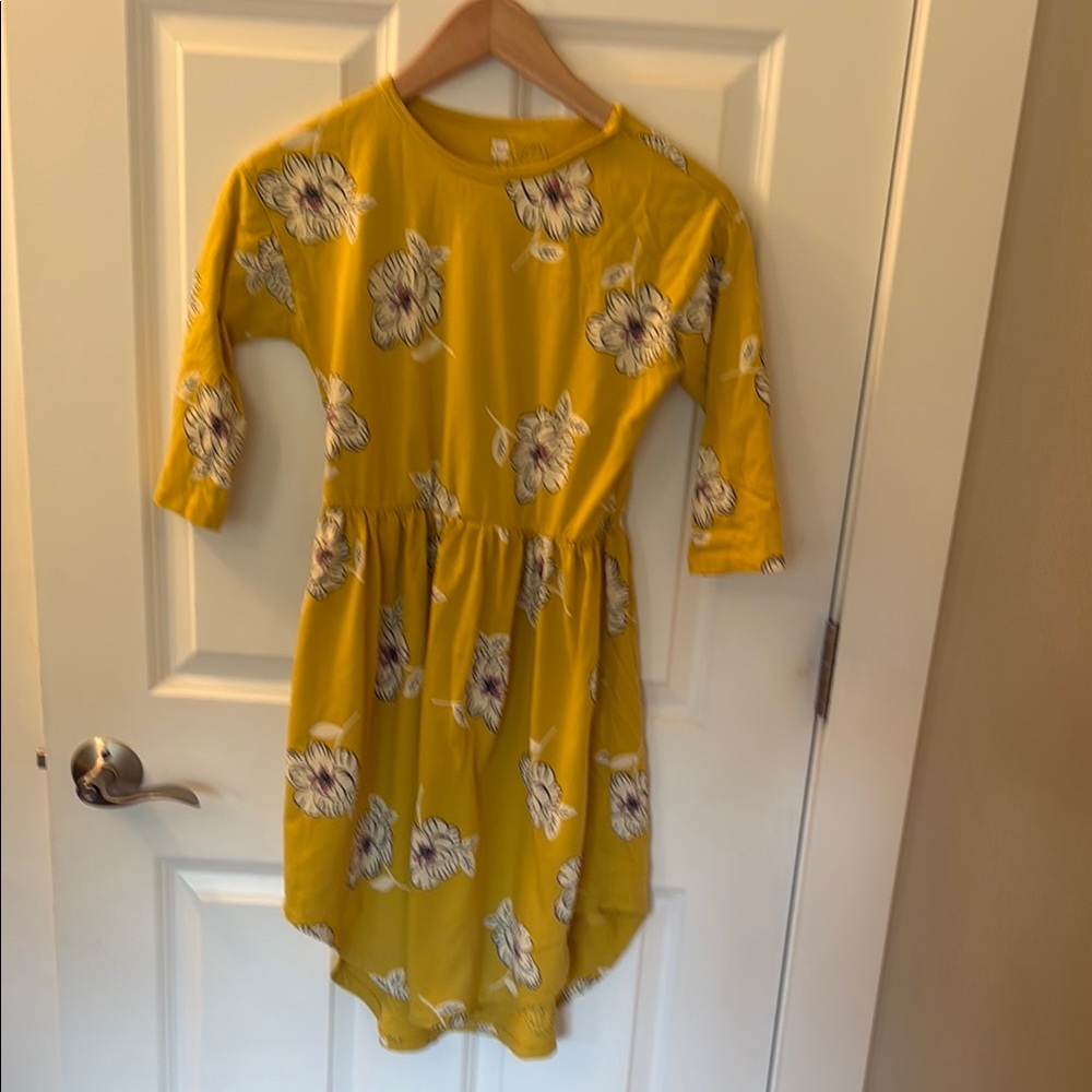 Tea Collection Girls' Mustard Floral High-Low Dress